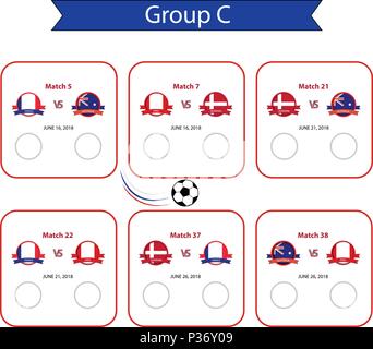 Football  World Cup 2018 Schedule.International world championship tournament 2018.Soccer cup team group set.Vector illustration Stock Vector