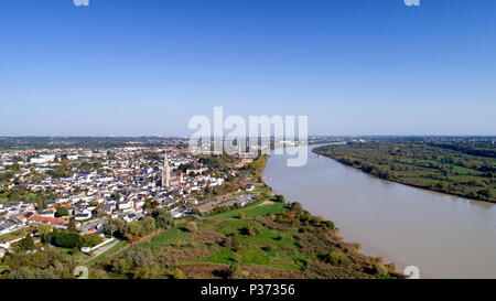 Aerial view of Coueron city in Loire Atlantique Stock Photo