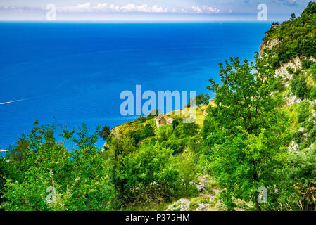 The Walk of the Gods is also known as the Path of the Gods and offers stunning views of the Amalfi Coast. Stock Photo