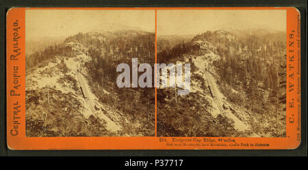 95 Emigrant Gap Ridge, 84 miles, Old Man Mountain, Red Mountain, Castle Peak in distance, by Watkins, Carleton E., 1829-1916 2 Stock Photo