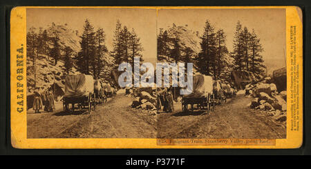 . Emigrant Train, Strawberry Valley, going east. [no. 625].  Coverage: 1864?-1905?. Digital item published 7-1-2005; updated 2-12-2009. 95 Emigrant Train, Strawberry Valley, going east. (no. 625), from Robert N. Dennis collection of stereoscopic views Stock Photo