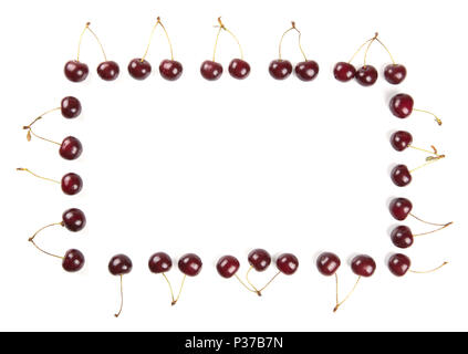 ripe red cherry on a white background Stock Photo