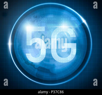 5G symbol on digital background Stock Photo