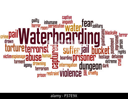 Waterboarding, word cloud concept on white background. Stock Photo