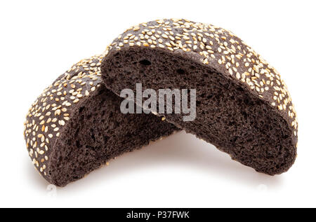 sliced black sandwich bun path isolated Stock Photo