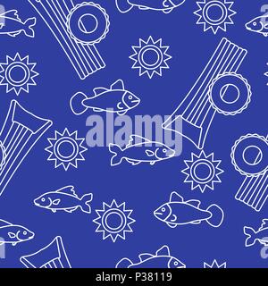 Seamless pattern with inflatable mattress, inflatable circle. Summer leisure. Stock Vector