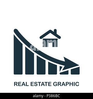 Real Estate Decrease Graphic icon. Mobile app, printing, web site icon. Simple element sing. Monochrome Real Estate Decrease Graphic icon illustration. Stock Photo