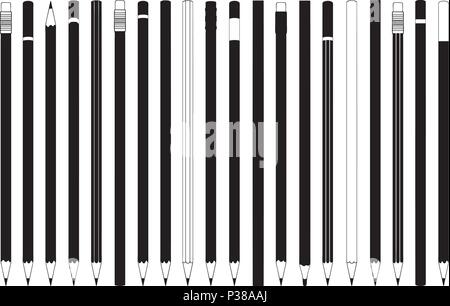 Set of different pencils isolated on white Stock Vector