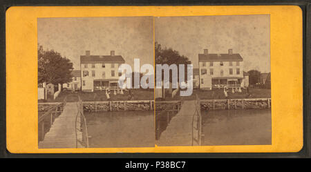 . Group playing croquet in front of house or boarding house.  Coverage: 1859?-1885?. Source Imprint: Newport, R.I. : J. A. Williams, 1859?-1885?. Digital item published 1-25-2006; updated 2-13-2009. 134 Group playing croquet in front of house or boarding house, by Joshua Appleby Williams Stock Photo