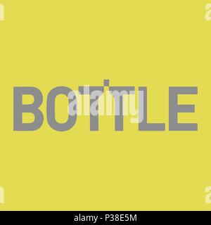 Beautiful lettering Bottle. Vector illustration of the text. Gray inscription on a yellow background. Stock Vector