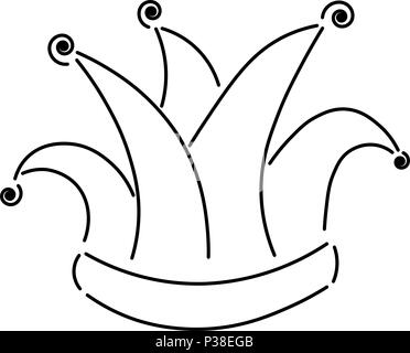 Cap of the clown one line. Simple vector illustration. Isolated on a white background. Stock Vector