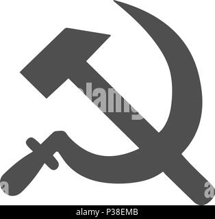 Silhouettes of a sickle and hammer. Vectorial illustration. Isolated on a white background. Stock Vector
