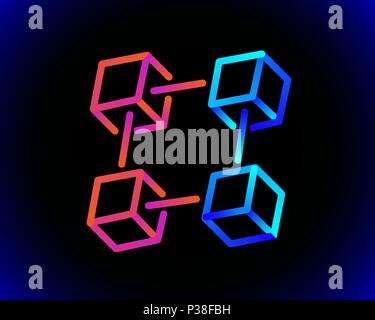 Logo blockchain against a dark background. Logo for business and finance. Stock Vector