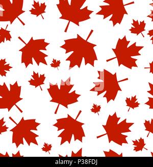 Vector pattern from maple leaves. Red maple leaves on a white background. A background by day of Canada. Stock Vector