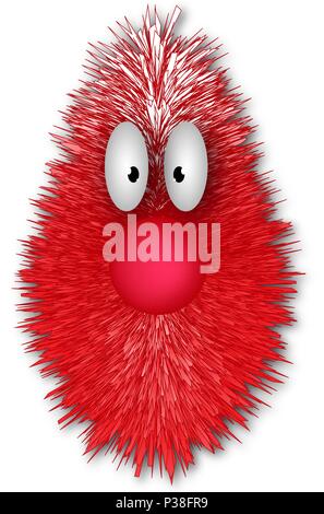 Red animation character. Fluffy unusual small animal. Vector illustration. Isolated on a white background. Stock Vector