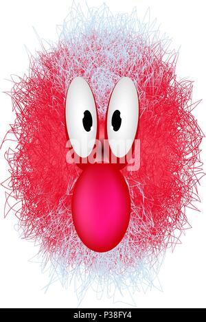 Red animation character. Fluffy unusual small animal. Vector illustration. Isolated on a white background. Stock Vector