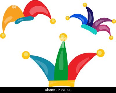 Set of clownish caps. Simple vector illustration. Isolated on a white background. Stock Vector