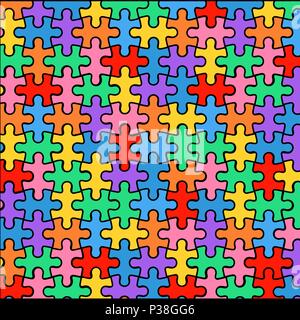 Multi-colored background from puzzles. Vector illustration of a bright background. Stock Vector