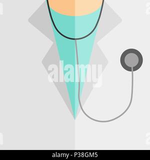 Vector illustration of the doctor with a stethoscope. The doctor without the face in a medical apparel. Stock Vector