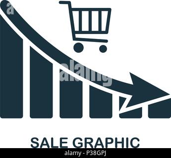 Sale Decrease Graphic icon. Mobile app, printing, web site icon. Simple element sing. Monochrome Sale Decrease Graphic icon illustration. Stock Vector