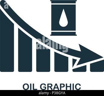 Oil Decrease Graphic icon. Mobile app, printing, web site icon. Simple element sing. Monochrome Oil Decrease Graphic icon illustration. Stock Vector