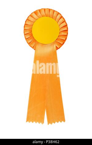 Orange cockade with blank space inside isolated on white Stock Photo