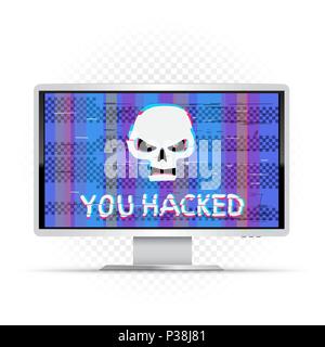 glitch hacker skull with text Stock Vector Image & Art - Alamy