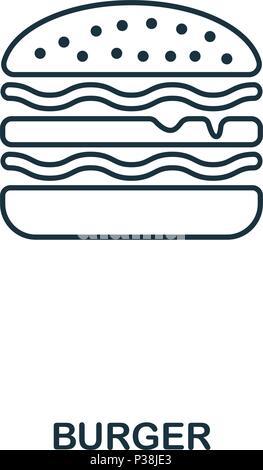 Simple outline Burger icon. Pixel perfect linear element. Burger icon outline style for using in mobile app, web UI, print. Stock Vector