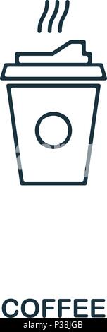 Simple outline Coffee icon. Pixel perfect linear element. Coffee icon outline style for using in mobile app, web UI, print. Stock Vector