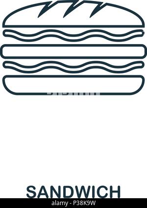 Simple outline Sandwich icon. Pixel perfect linear element. Sandwich icon outline style for using in mobile app, web UI, print. Stock Vector