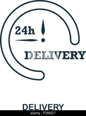 Simple outline Delivery icon. Pixel perfect linear element. Delivery icon outline style for using in mobile app, web UI, print. Stock Vector