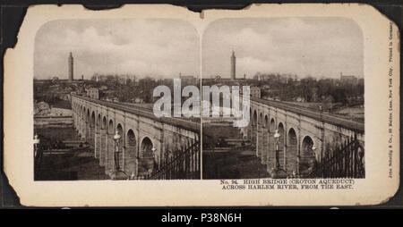 . High Bridge (Croton Aqueduct), across Harlem River, from the East.  Coverage: 1858?-1905?. Digital item published 8-31-2005; updated 2-11-2009. 139 High Bridge (Croton Aqueduct), across Harlem River, from the East, from Robert N. Dennis collection of stereoscopic views Stock Photo