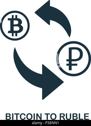 Bitcoin To Ruble icon. Mobile app, printing, web site icon. Simple element sing. Monochrome Bitcoin To Ruble icon illustration. Stock Vector