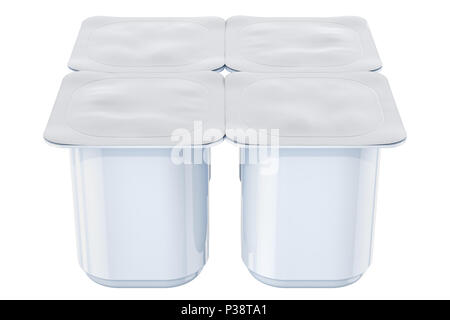 Yogurt plastic packaging, mock-up. 3D rendering Stock Photo