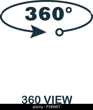 360 icon. Mobile app, printing, web site icon. Simple element sing. Monochrome 360 icon illustration. Stock Vector