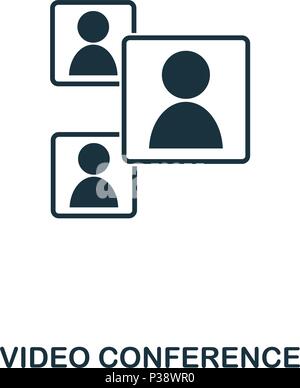 Video Conference icon. Mobile app, printing, web site icon. Simple element sing. Monochrome Video Conference icon illustration. Stock Vector