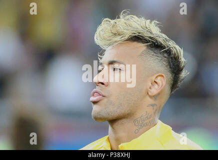 Rostov, Russia, 17th June, 2018. Neymar of Brazil reacts prior to a group E match between Brazil and Switzerland at the 2018 FIFA World Cup in Rostov-on-Don, Russia, June 17, 2018. Credit: Li Ming/Xinhua/Alamy Live News Stock Photo