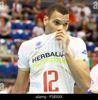 Varna, Bulgaria. 17th June, 2018. Stephen BOYER (France), after the first set.mens Volleyball Nations League, week 4, Canada vs France, Palace of culture and sport, Varna/Bulgaria, June 17, 2018, the fourth of 5 weekends of the preliminary lap in the new established mens Volleyball Nationas League takes place in Varna/Bulgaria. Credit: Wolfgang Fehrmann/ZUMA Wire/Alamy Live News Stock Photo