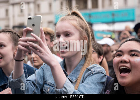 London, UK. 17th Jun, 2018. on stage at West End Live on June 17 2018  in Trafalgar Square, London. Credit: See Li/Alamy Live News Stock Photo