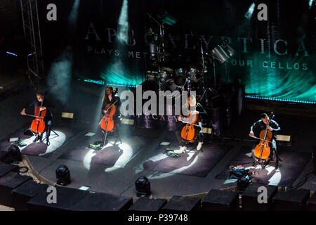 Kiel, Germany. 17th June, 2018. The Band 'Apocalyptica' is performing in the Freilichtbühne Krusenkoppel during the Kieler Woche 2018 © Björn Deutschmann/Alamy Live News Stock Photo