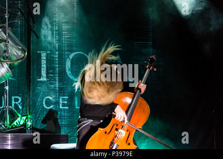 Kiel, Germany. 17th June, 2018. The Band 'Apocalyptica' is performing in the Freilichtbühne Krusenkoppel during the Kieler Woche 2018 © Björn Deutschmann/Alamy Live News Stock Photo