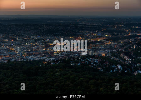 Stuttgart City at night in the summer - Travel Destinations in Germany Stock Photo