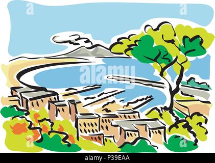 vector illustration of the Gulf of Naples Stock Vector