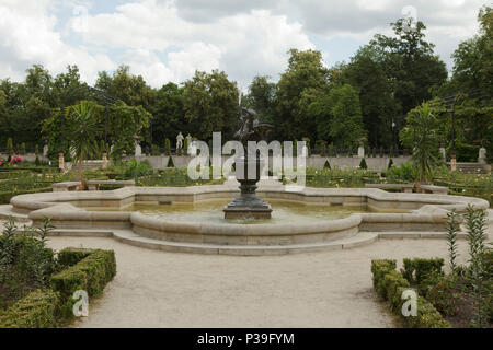 fountain in royal's gardens in classical ressidence at Wilanow, Warsaw Stock Photo