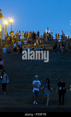 Odessa, Ukraine, people on the Potemkin Stairs in the evening Stock Photo