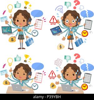 A set of School girl who perform multitasking in the school. There are things to do smoothly and a pattern that is in a panic. It's vector art so it's Stock Vector