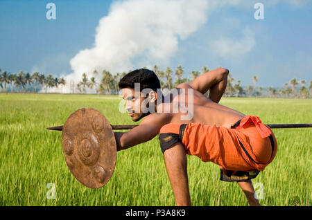 Kalarippayat, indian ancient martial art of Kerala Stock Photo