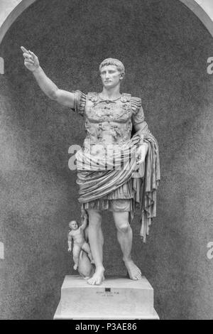 Statue of Augustus Caesar in museum halls of Vatican museum, Rome, Italy Stock Photo