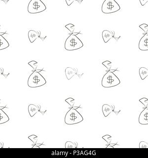 Seamless abstract money or cash illustrations background. Cartoon style vector graphic. Stock Vector