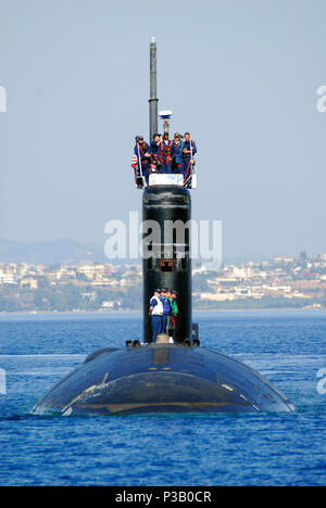 BAY, Crete (June 11, 2008) The fast-attack submarine USS Albany (SSN 753) arrives in Souda Bay for a routine port visit. Albany is on a scheduled six-month deployment as part of the NASSAU Expeditionary Strike Group operating in the U.S. 6th Fleet area of responsibility supporting maritime security operations. U.S. Navy Stock Photo